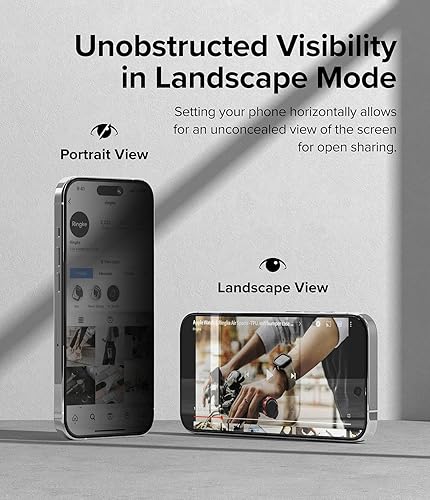 Miniatura 5 de Ringke Vidrio de privacidad siéntete mejor en público compatible con iPhone 15 Pro, fácil de instalar, compatible con fundas, protector de pantalla