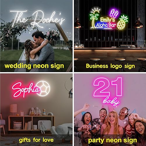 Vista 2 de Letrero de neón personalizado para decoración de pared, letrero de luz de neón grande personalizable para dormitorio, decoración del hogar, boda