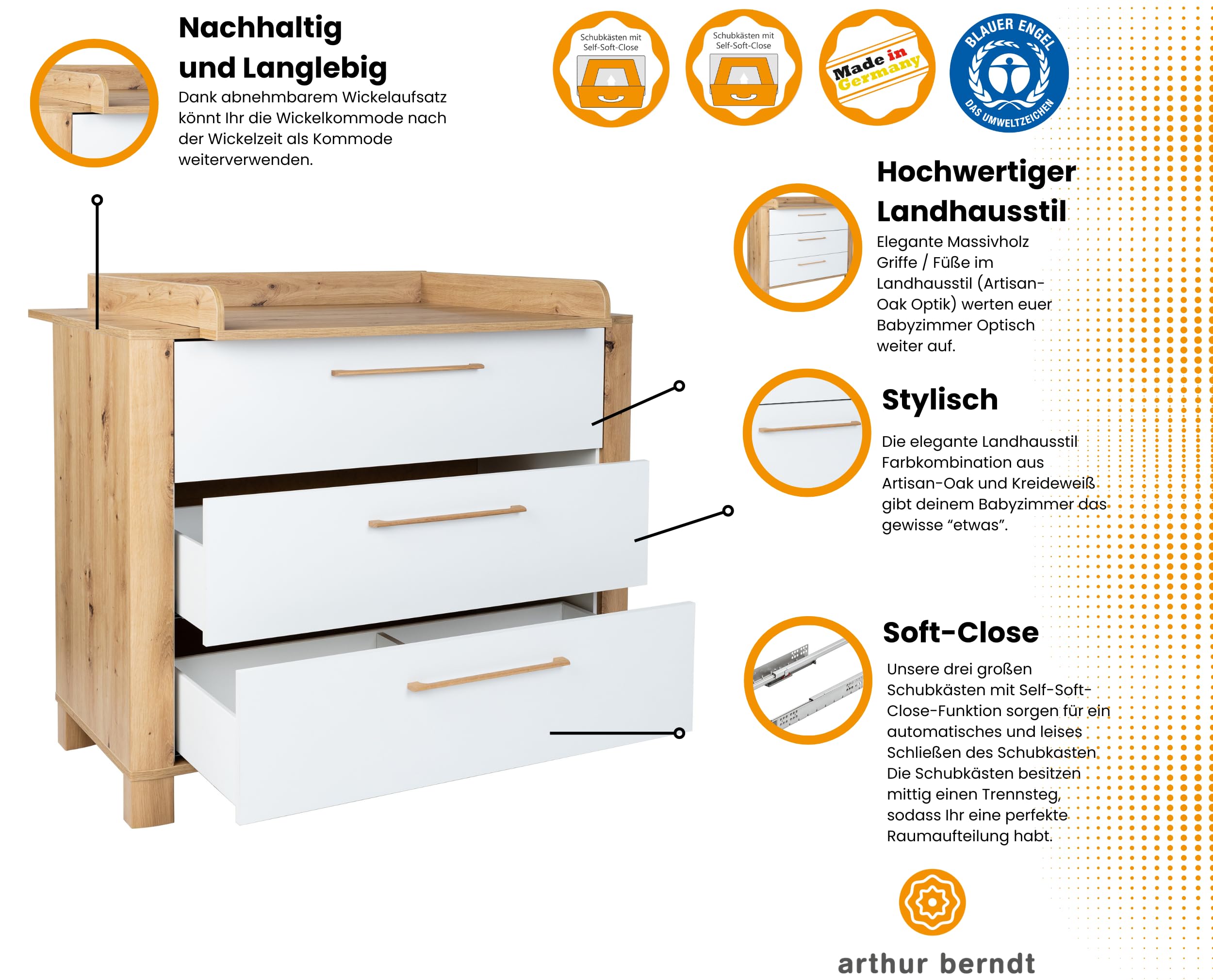 Babyzimmer Set Marlon 2. teilig Bett Wickelkommode