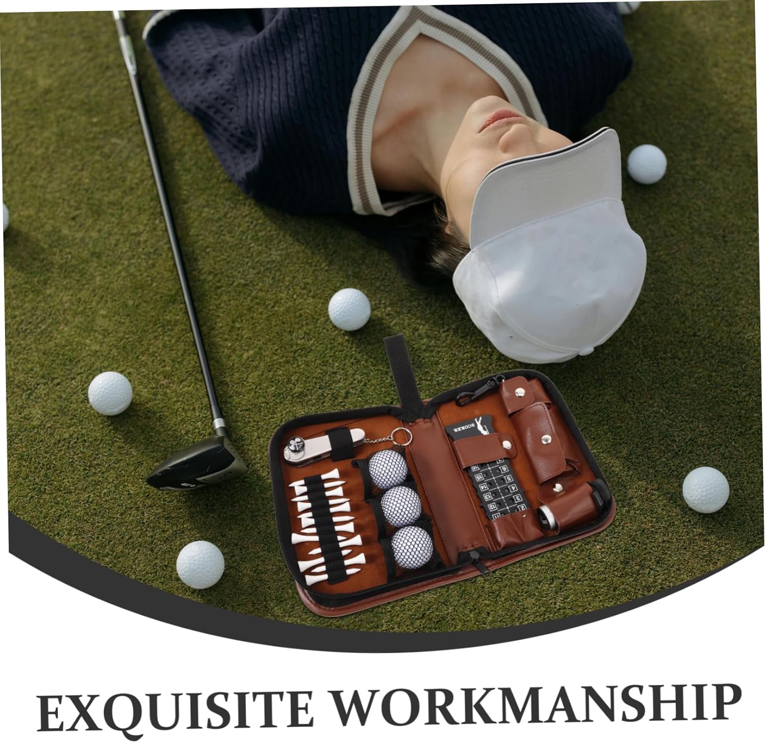 BESPORTBLE 1set Convenient Golf Storage Bags for Outdoor Training Multi-Function Golf Tools Kit Scoring Cards Ball Tees and Cleaning Brush for Enthusiasts