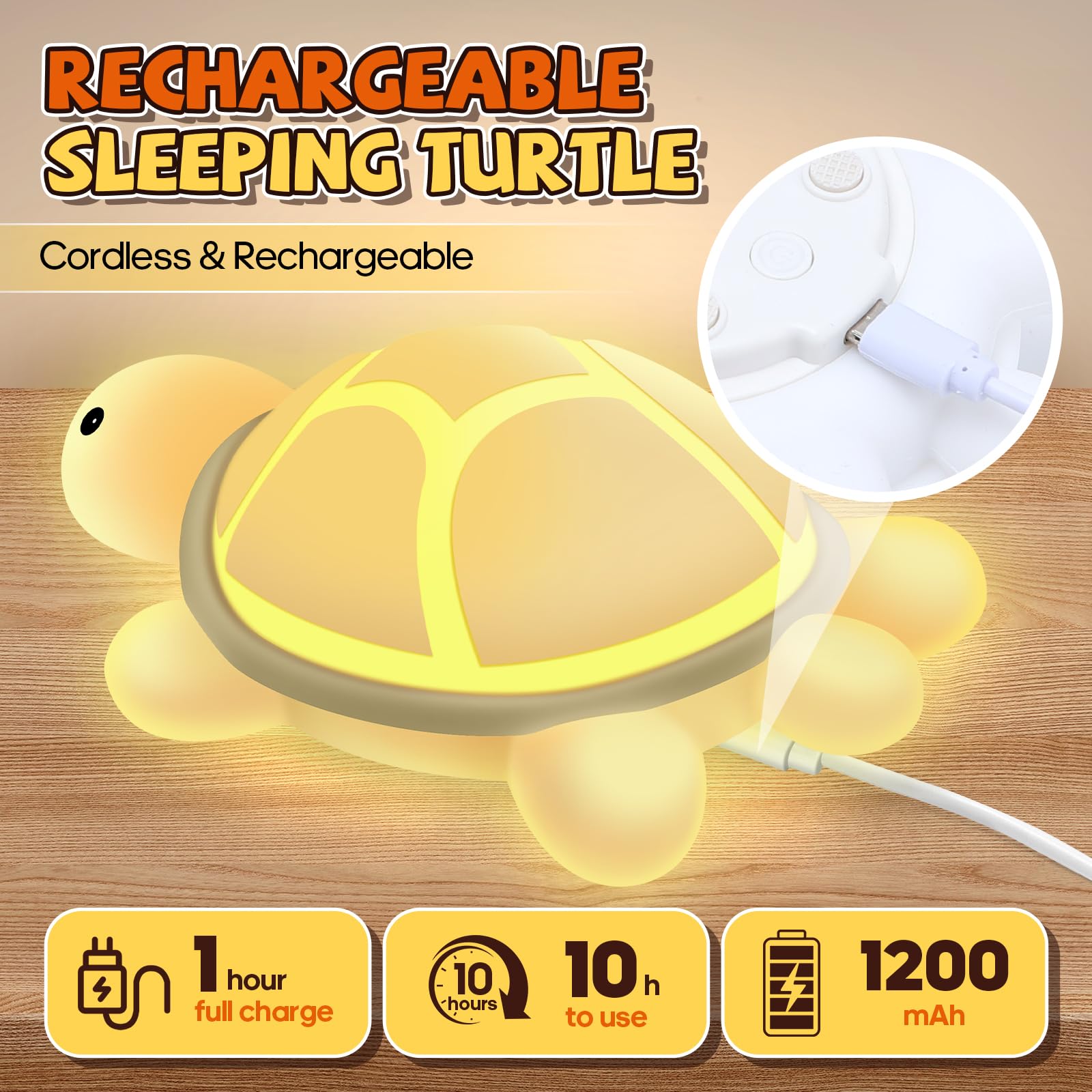 Schildkröten-Nachtlicht für Kinder, 7 Farbwechsel und Touch-Steuerung, wiederaufladbare USB-Silikon-LED-Lampe zum Stillen, Baby-Kleinkind-Schlaf, Kinderbett, ideales Geschenk für Jungen und Mädchen