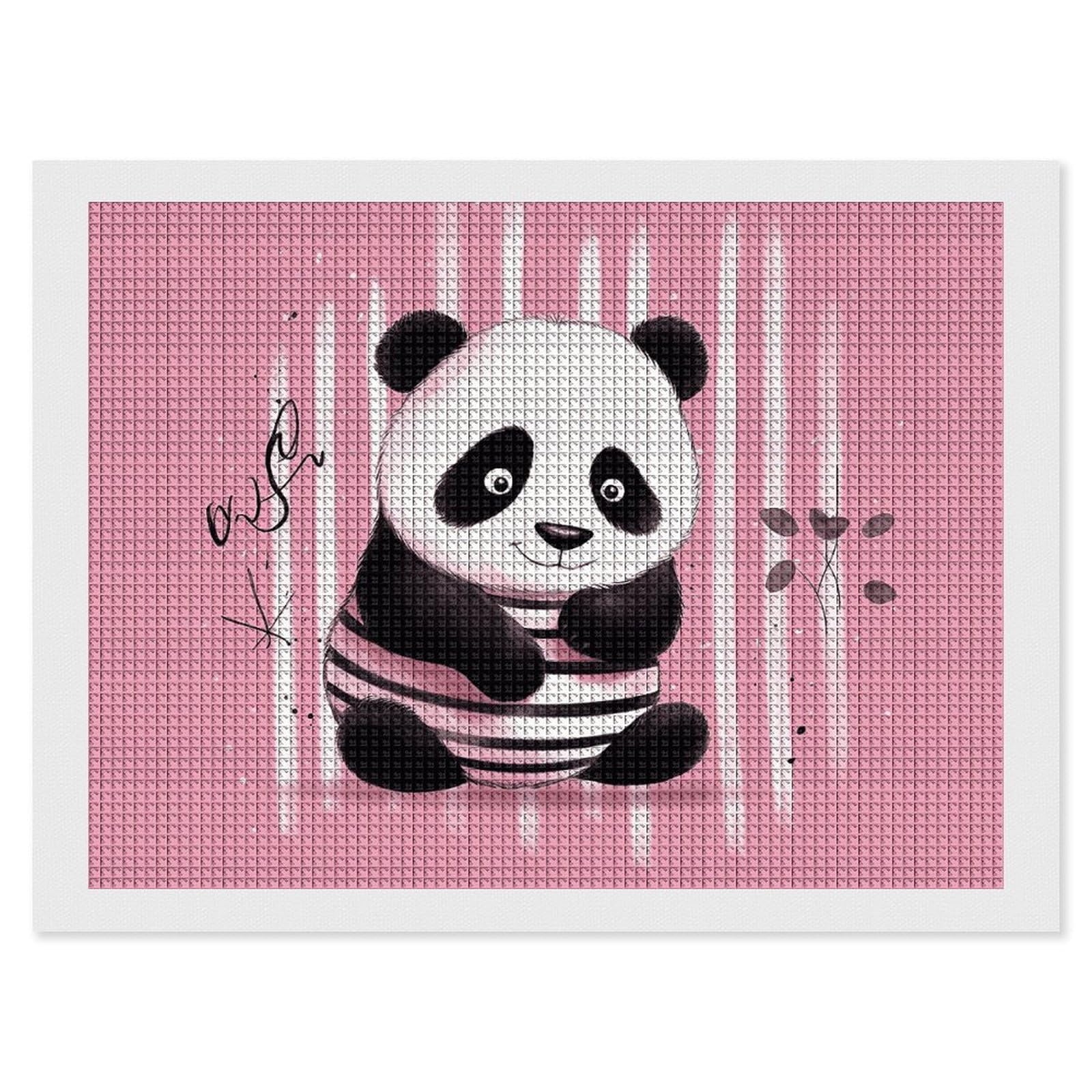 NONHAI Diamond Painting Kits for Adults - DIY Diamond Art Kits for Beginners - Full 5D Paint Drill Diamond Dots Paintings- Striped Panda Diamonds Pictures Gem Art and Craft Wall Decor 12"x16"