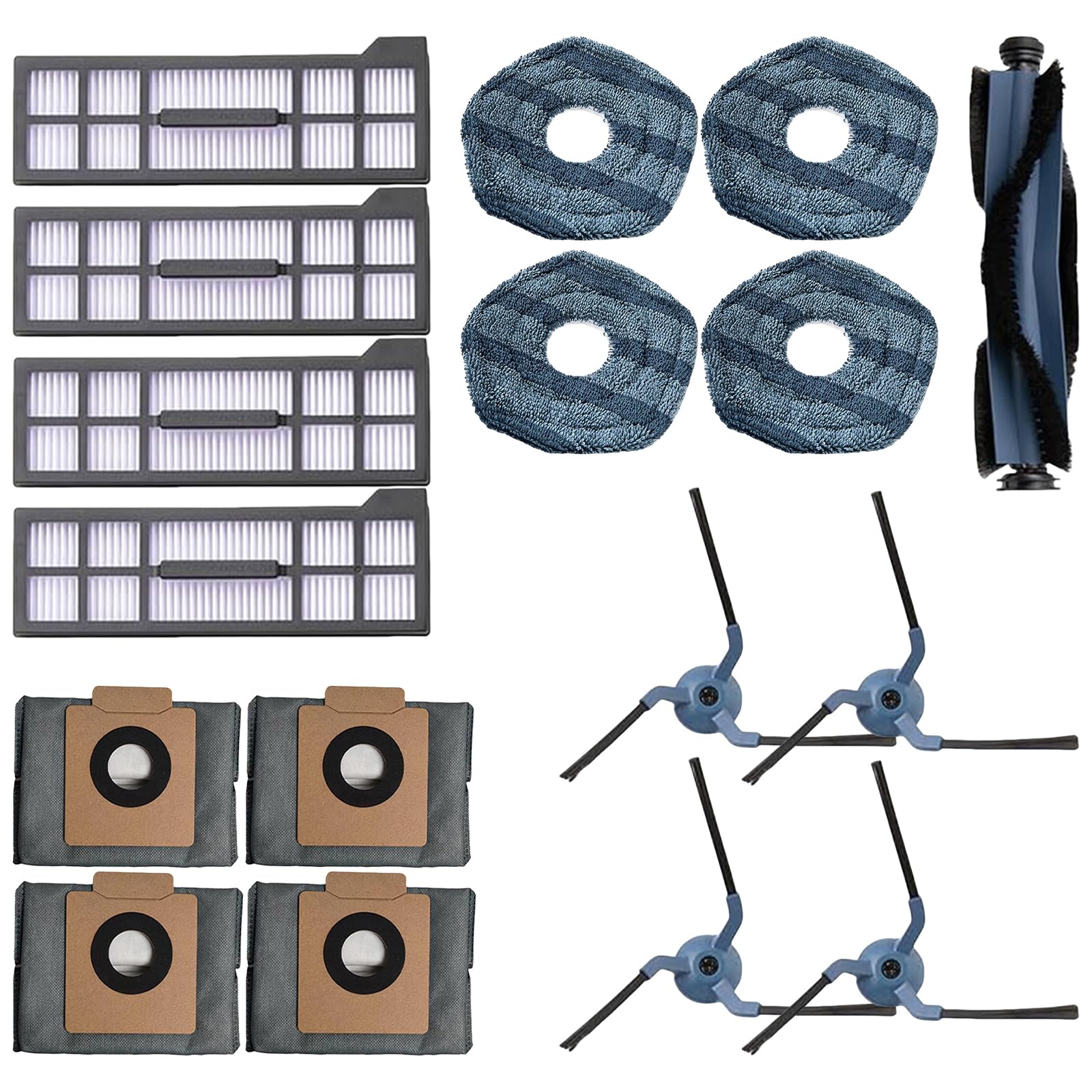 Msioytog Main Brush Accessories for X10 Replacement Main Brush Rollers Mop Cloth Side Bag Robot Vacuum Replacement Kits