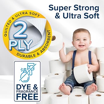 Camco Marine & RV Toilet Paper 2-Ply Septic Safe Dissolves Fast Dye & Fragrance Free 4-Rolls (500 Sheets Per Roll) (40274)