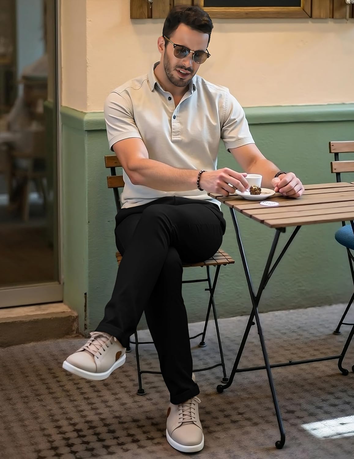 JMIERR Men's Skinny Stretchy Suit Pants Slim Fit Slacks Tapered Trousers - Image 9