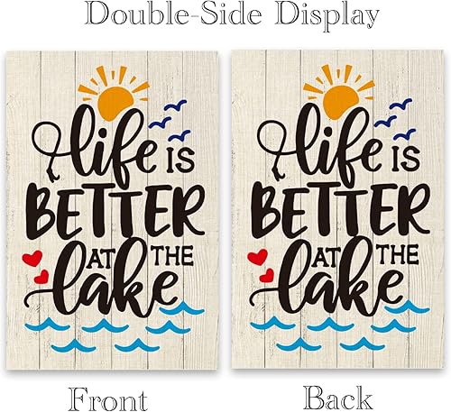 Miniatura 3 de ShuanQ - Bandera de bienvenida de doble cara para el hogar, patio, exterior, lago, decoración de casa, Life is Better at the Lake para patio,