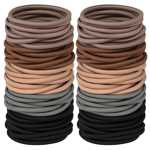 Lazos para el cabello de varios colores para cabello grueso, 120 piezas elásticas para el cabello grande, no dañan la cola de caballo para mujeres,