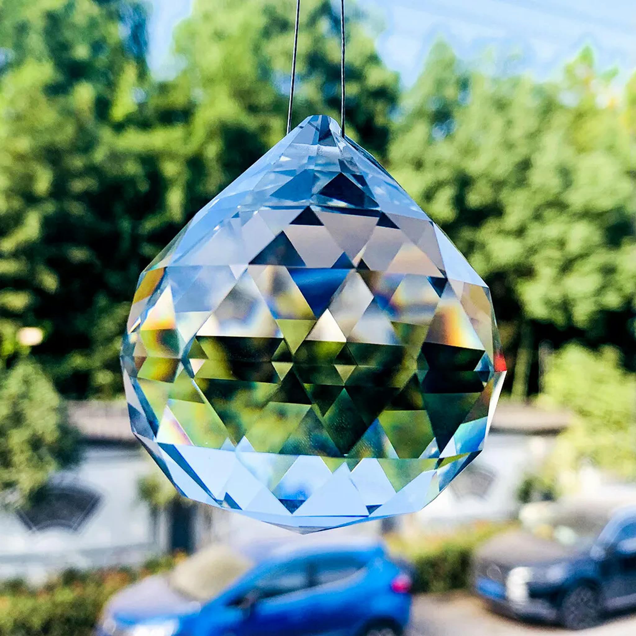 80MM Große Fengshui Facettierte Prisma Ball Suncatcher Kronleuchter Anhänger Hängen