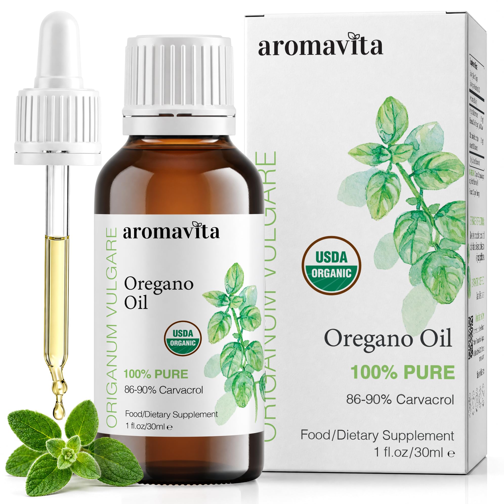AROMAVITA Óleo de Orégano em Gotas, 86–90% de carvacrol, 30 mL