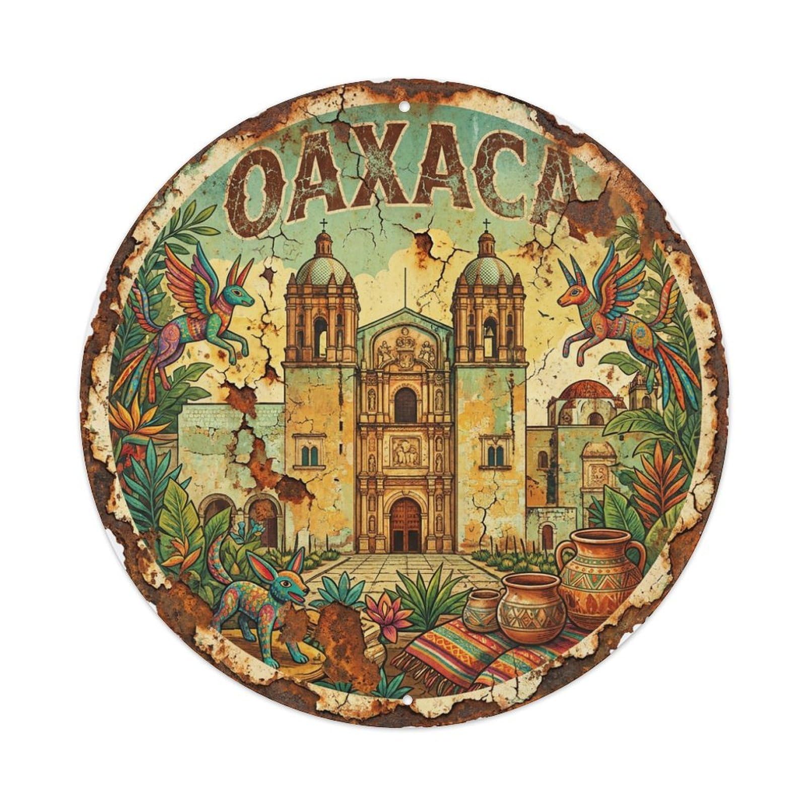 Mexico Vintage Travel Oaxaca Metal Tin Sign