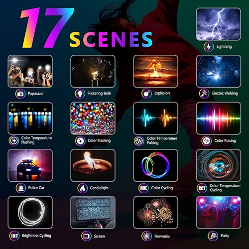 Miniatura 7 de NEEWER RGB168 - Panel de luz LED RGB de 18.3 pulgadas con control de aplicación, kit de 2 soportes para trípode, 60W360 a todo color2500  8500