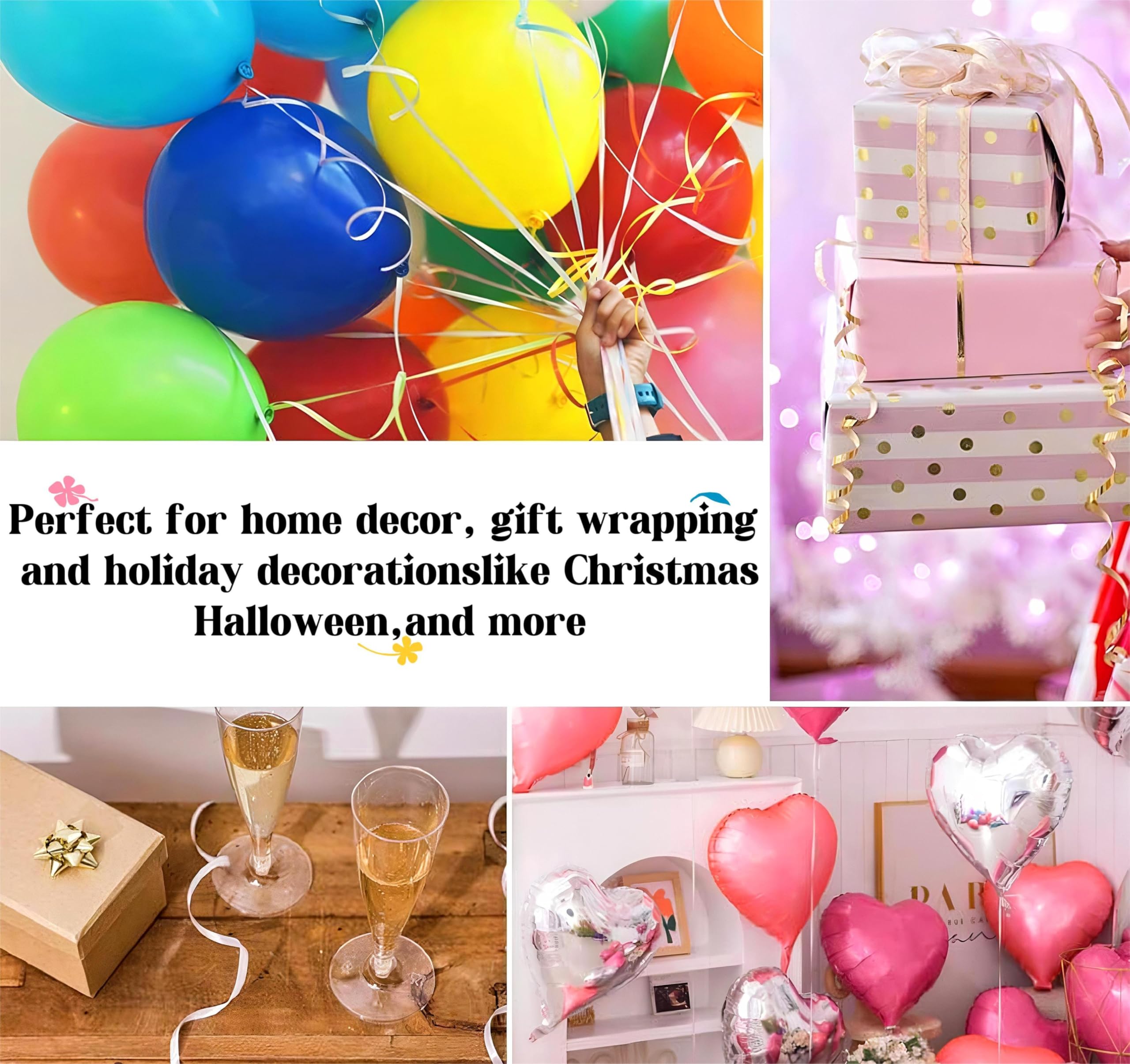 Nastro Pacchi Regalo Nero - 450 Metri, Larghezza 5 Mm, Per Decorazioni, Palloncini E Artigianato - Foto 7