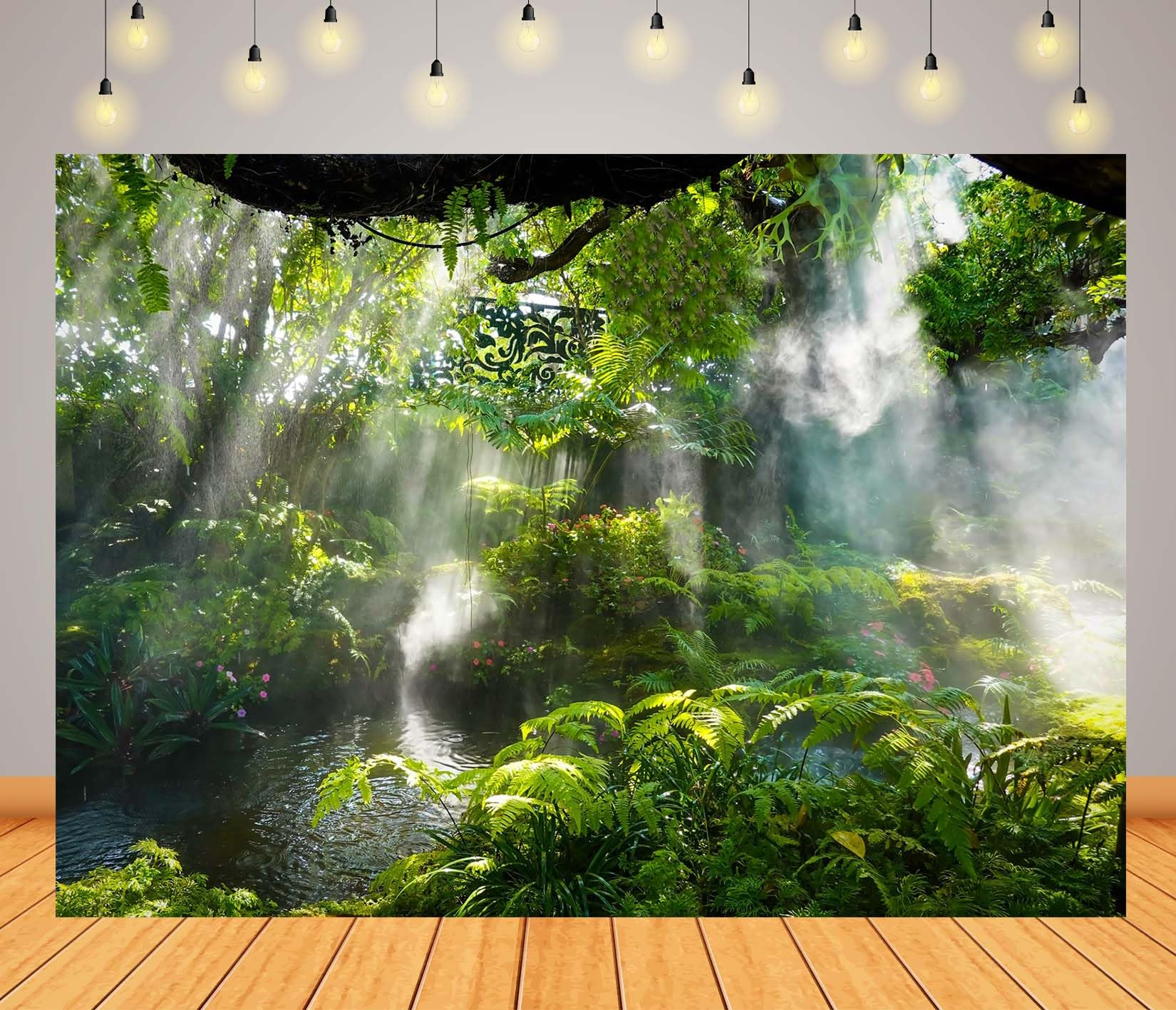 12x10FT (3.6x3m) Cascata Nella Foresta Pluviale Sfondo Fotografico | Oasi Nella Giungla Nebbiosa Fondale In Tessuto,Acqua Cadente Rocce,Per Eventi Nella Natura E Ritratti Esterni,Photo Booth