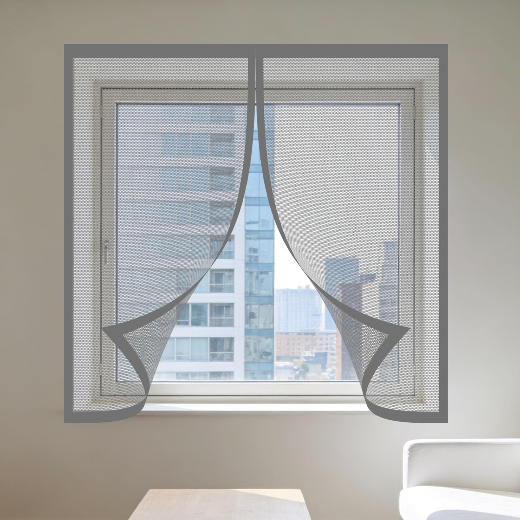 Magnetic Net Window 170 x 155 cm Prevents Insects Flies Mosquitoes from Entering The Room Bug Net for Windows Easy Installation for Living Room Bedroom Offfice, Grey