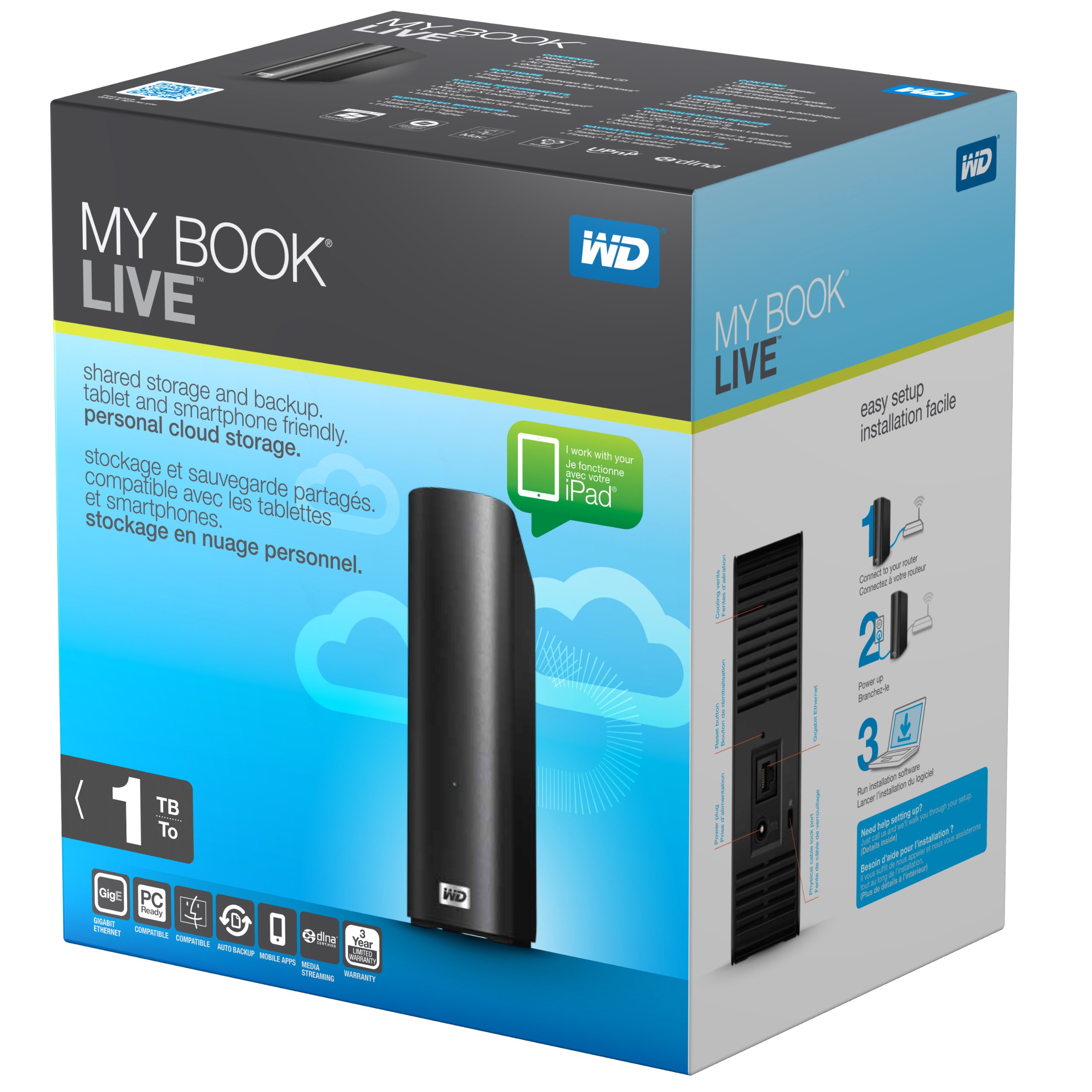 Western Digital My Book Live Disque Dur Externe Noir 1000 Go