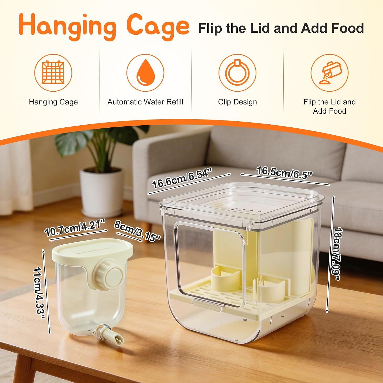 No Mess Bird Feeder Water Dispenser Set, Beige, 1 Set image 3
