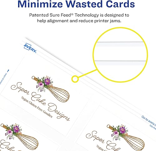 Miniatura 3 de Avery-Clean Tarjetas de negocios de bordes láser, 2 x 3 12, 10 por hoja, 200 unidades, Blanco