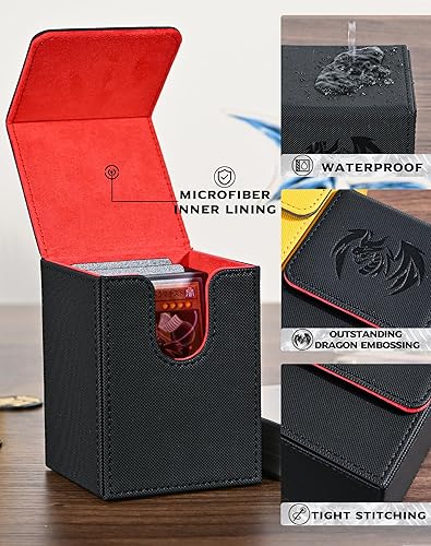 Miniatura 5 de Caja de cartas para tarjetas Yugioh MTG, más de 100 fundas con 2 divisores para TCG CCG, caja de almacenamiento de tarjetas de piel sintética