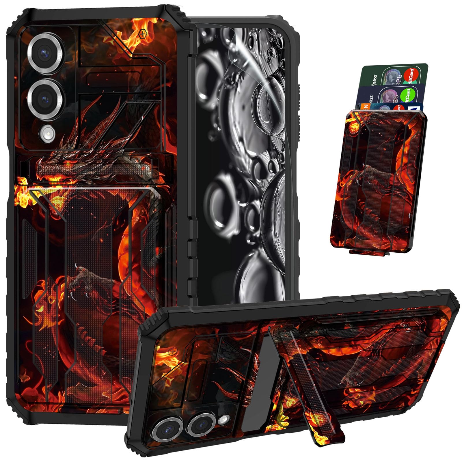 ACWDMKH for S25 Edge Case,for Samsung Galaxy S25 Edge Case with Screen Protector & Kickstand & Card Holder Wallet Dual Layer Hybrid Heavy Duty