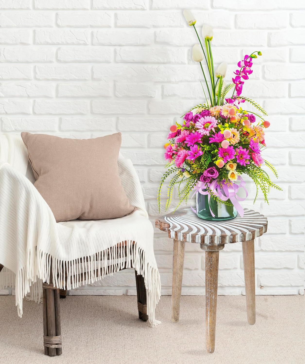 Crocon Side Table - Small End Table for Living Room, Bedroom, Office, Patio, Nightstand, Coffee Table, Wood Stool for Plants, 11.7x12.5 Inch