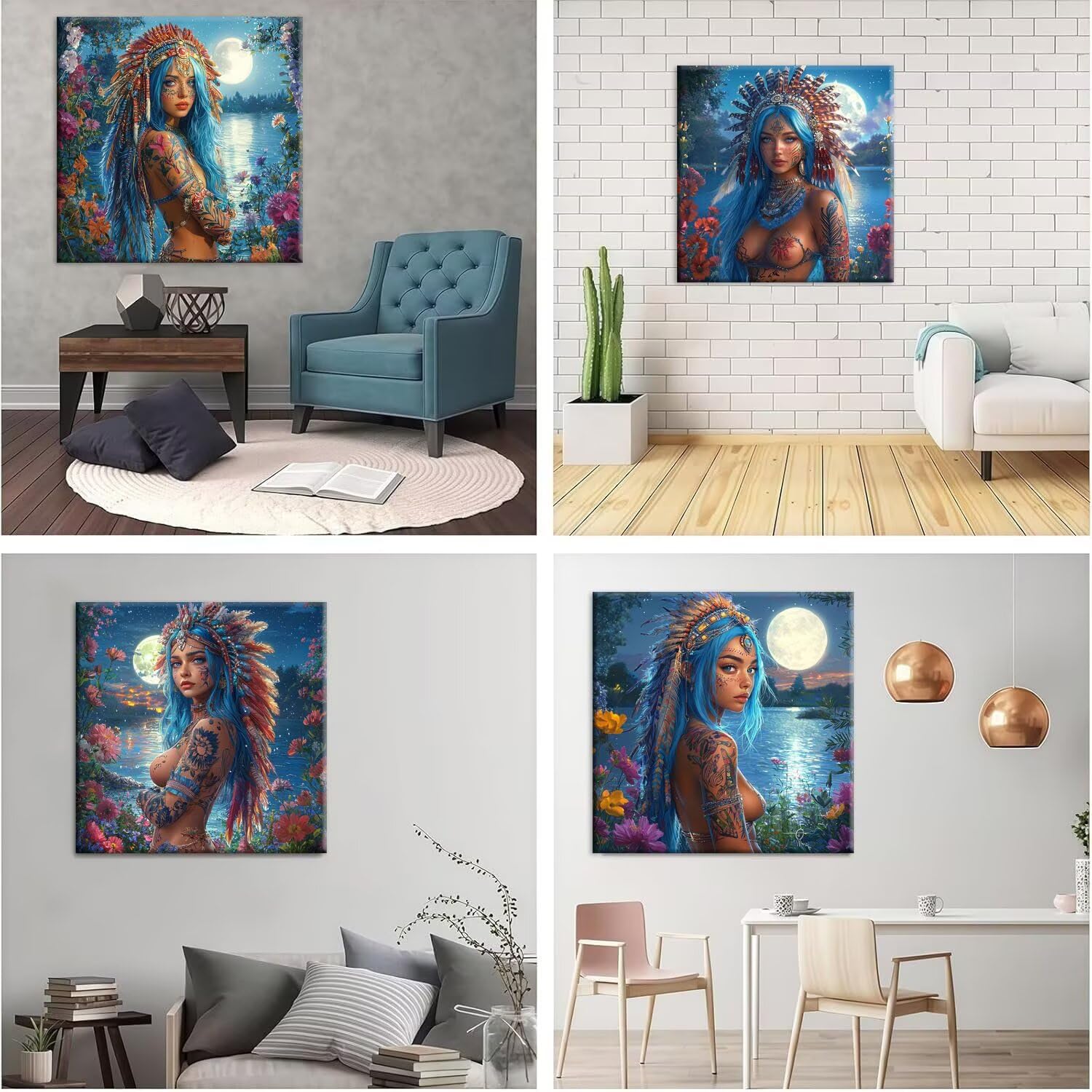 QIANLUOO Luna de la mujer India Pintar Diamantes Kit Adultos 45x45cm f-908