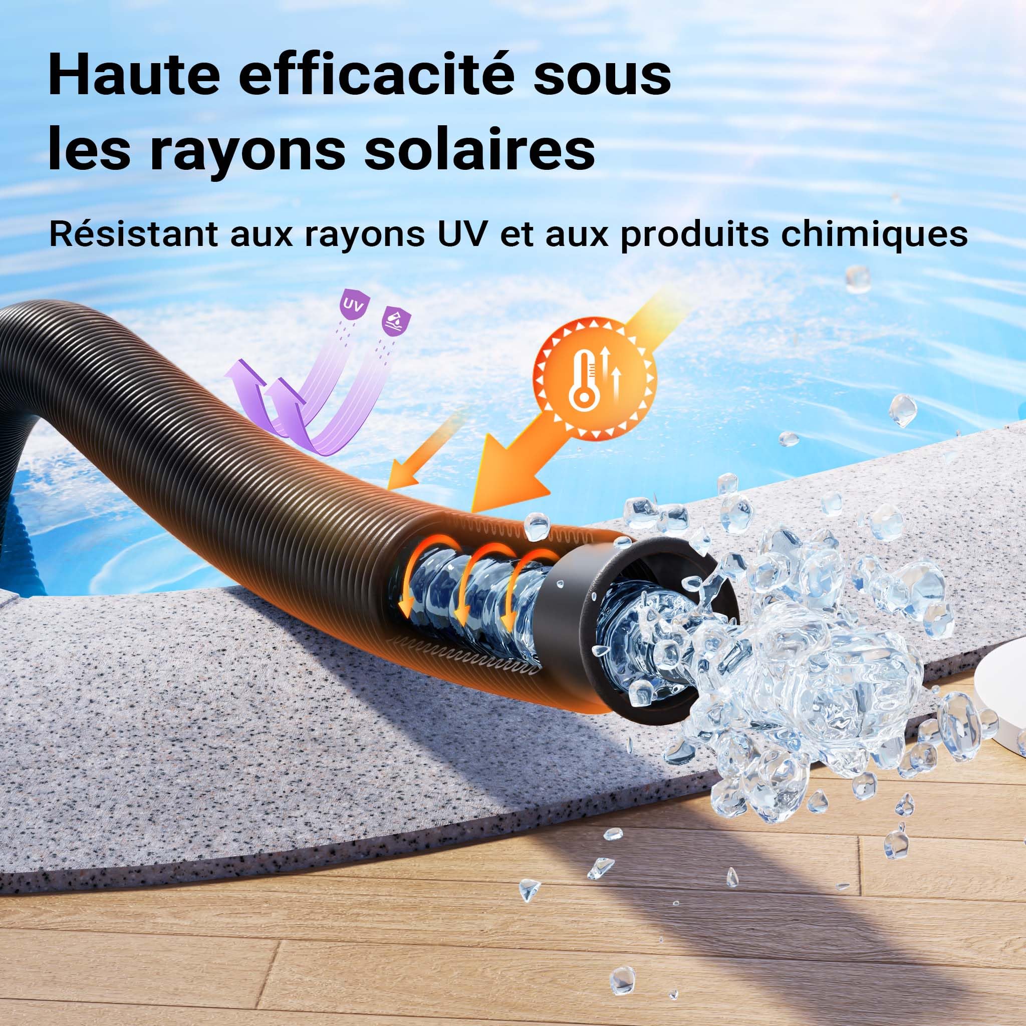 WilTec Tuyau Piscine Noir – 6 m de Long, Ø 38 mm – Tuyau Solaire Flottant à Sections préformées – 190 g/m – Made in Europe – Boyau d’Aspiration Solaire