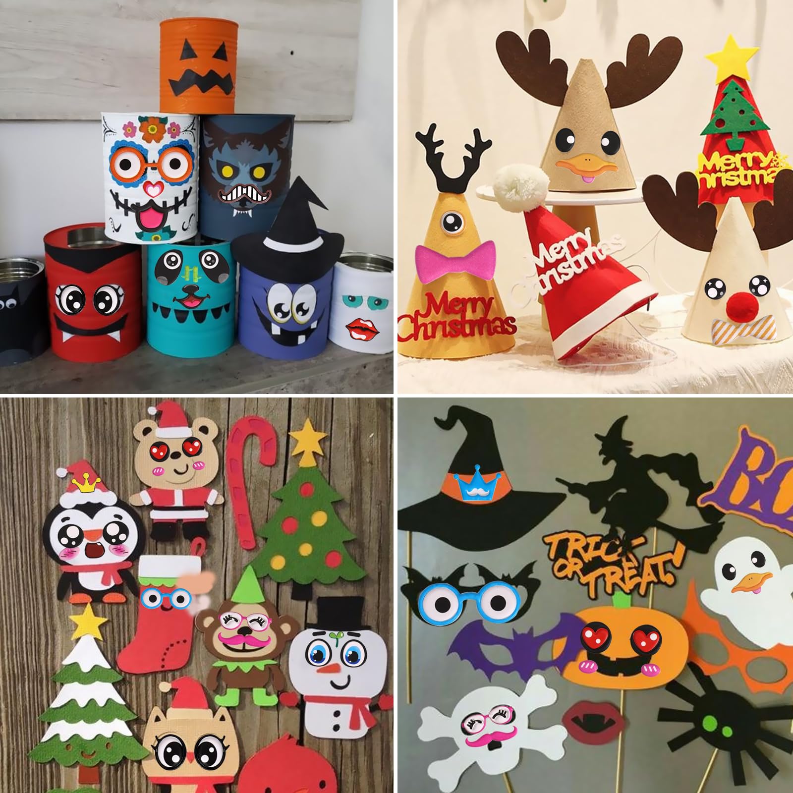 Jactales Puffy Googly Eyes Stickers for Kids Crafts,Sticky Foam Eyeball Stickers,Wiggle Eye Stickers with Mouth Nose - Self Adhesive, Assorted Sizes: Small and Large,Easy Peel and Stick on,4 Sheets - Image 7