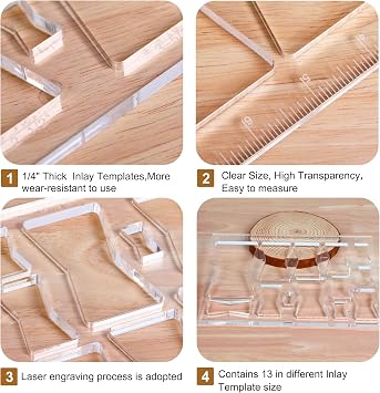 13-in-1 Woodworking Router Jig Kit - Bowtie, Butterfly Inlay & Decorative Templates - 10 x 7.9 inches