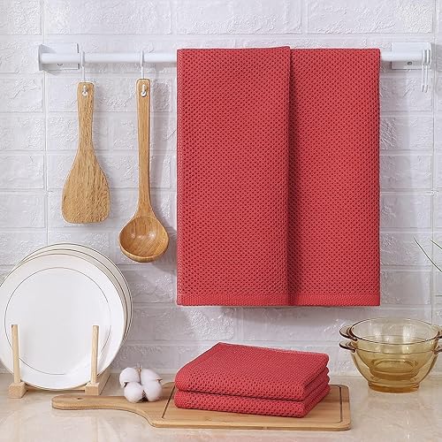 Miniatura 578 de Kitinjoy - Paños de cocina 100% algodón, paquete de 6 paños de cocina ultra suaves y absorbentes para secar platos, toallas de cocina de secado