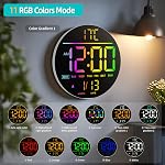 MAXSTAR 10" Grande horloge murale numérique avec télécommande,8 RGB Couleurs Grande Moderne LED Affichage d'écran, brillance automatique, DST,Température,Armoirie murale Horloge pour salon, Chambre, Cuisine Décor-Blanc
