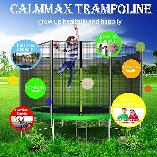 Miniatura 7 de CalmMax Trampolín de 12 pies, 14 pies, 15 pies y 16 pies, tipo reforzado trampolín con cierre de seguridad, aprobado por ASTM, trampolín combinado