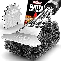 GRILLART 18-Inch Grill Brush & Scraper - Safe Triple Bristle BBQ Cleaner Kit, Universal Fit for All Grill Grates