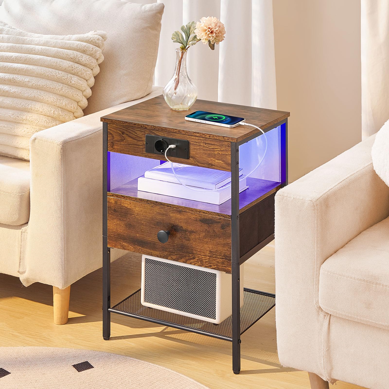 HOOBRO Gewürzregal und Nachttisch, für Esszimmer, Küchen, EBF01TL01-EBF209CDBZ01