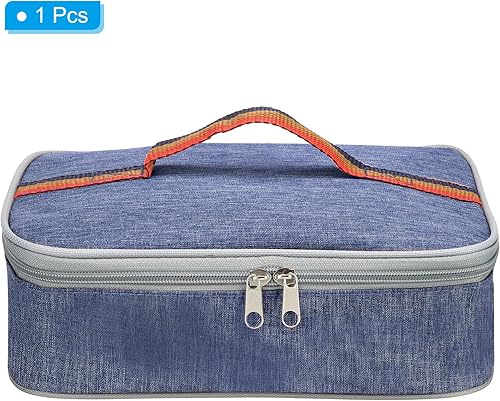 Miniatura 3 de PATIKIL Bolsas de almuerzo aisladas de 9 x 6 x 3 pulgadas, bolsas portátiles para alimentos, bolsas Bento planas, reutilizable, térmica, para