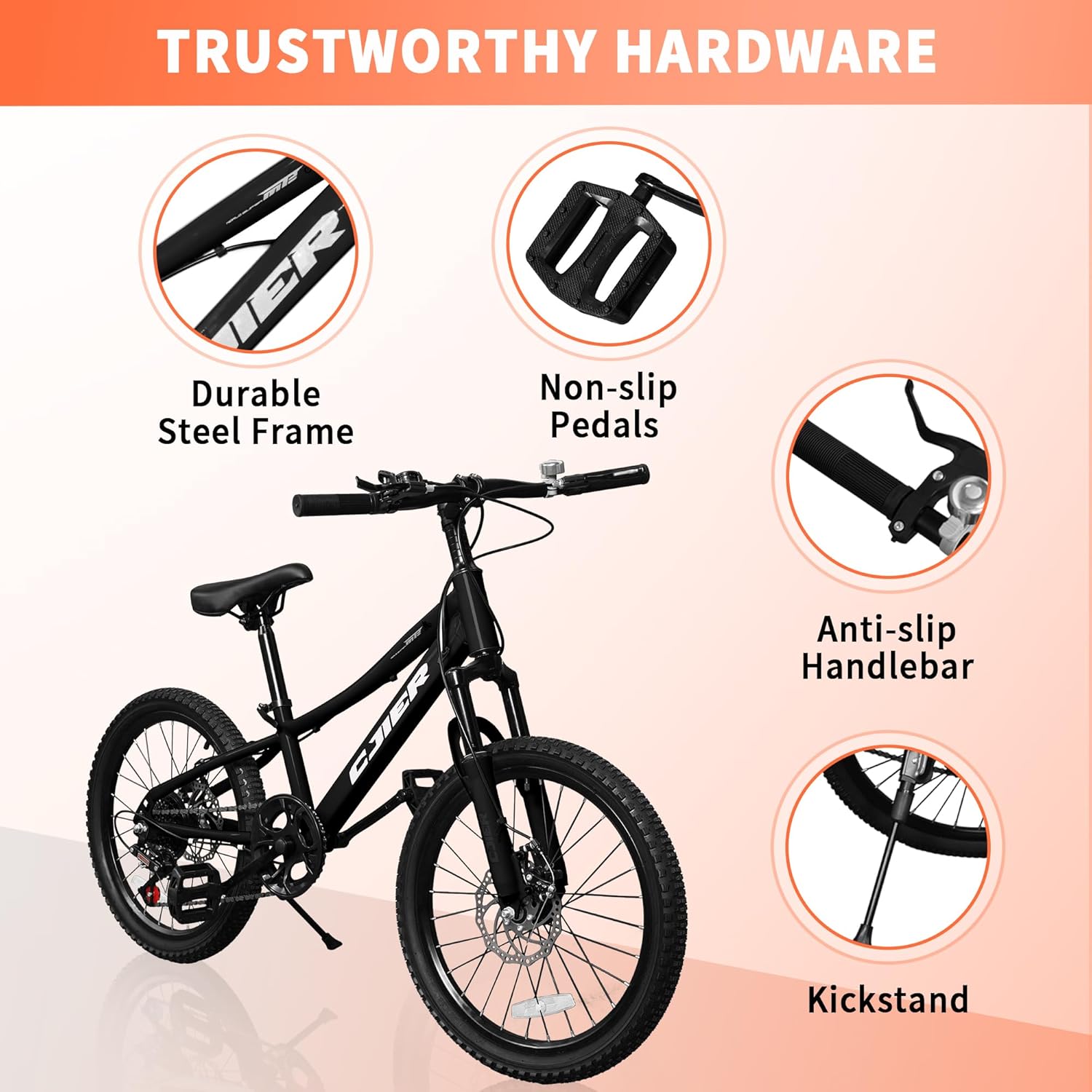DEYGIA 20/24 Inch Kids Mountain Bike, 7 Speeds, Bike for Kids 6-14, Boys & Girls Bike with Suspension Fork, Dual-Disc Brake, Anti-Slip Tires, Multi Color