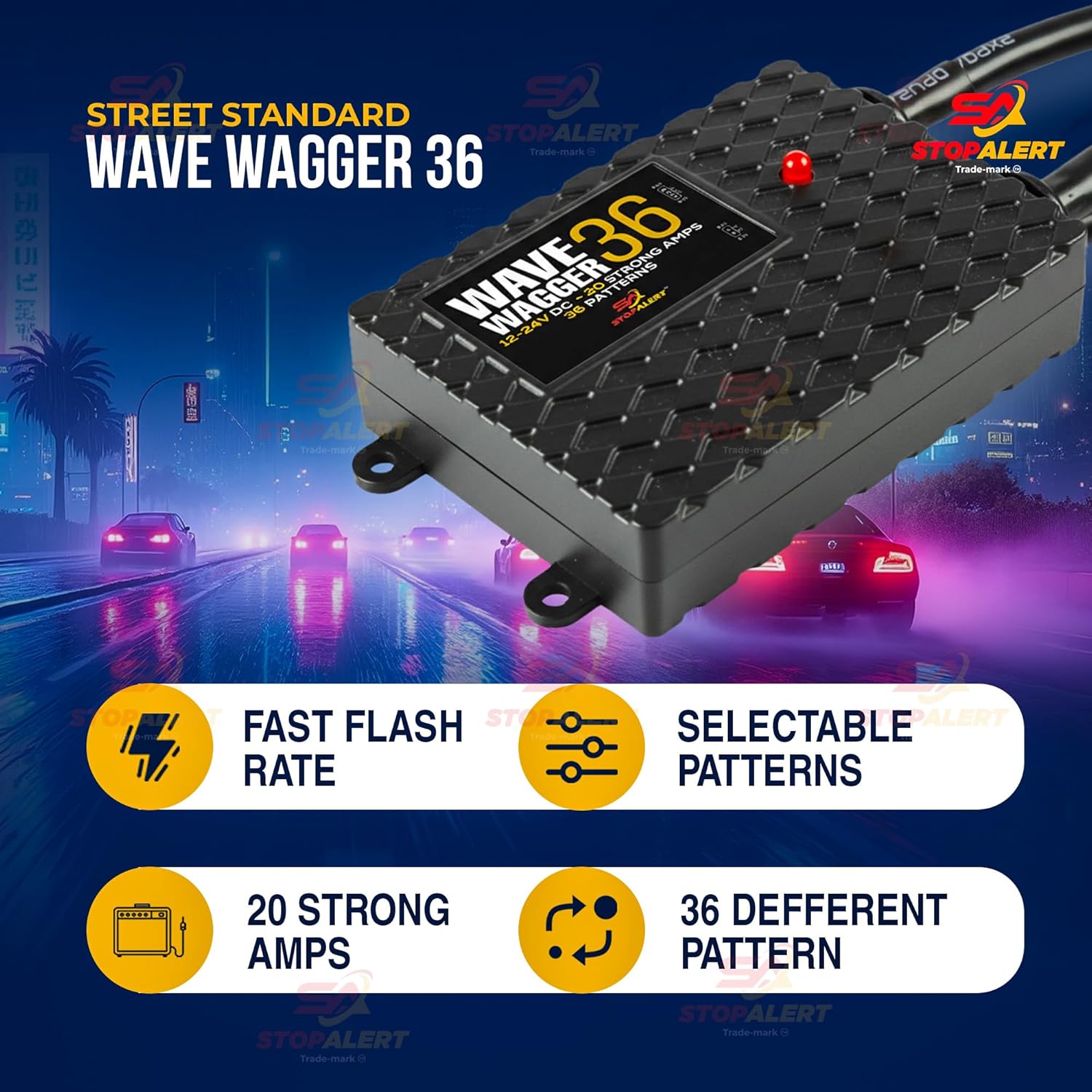 New Wig Wag 36 Pattern Wave Wagger - Headlights Module 10 AMPS Electronic Alternating Heavy Duty Flasher Kit Relay for Emergency Trucks Police Cars & Ambulance - LED and Other Lights 12-24V
