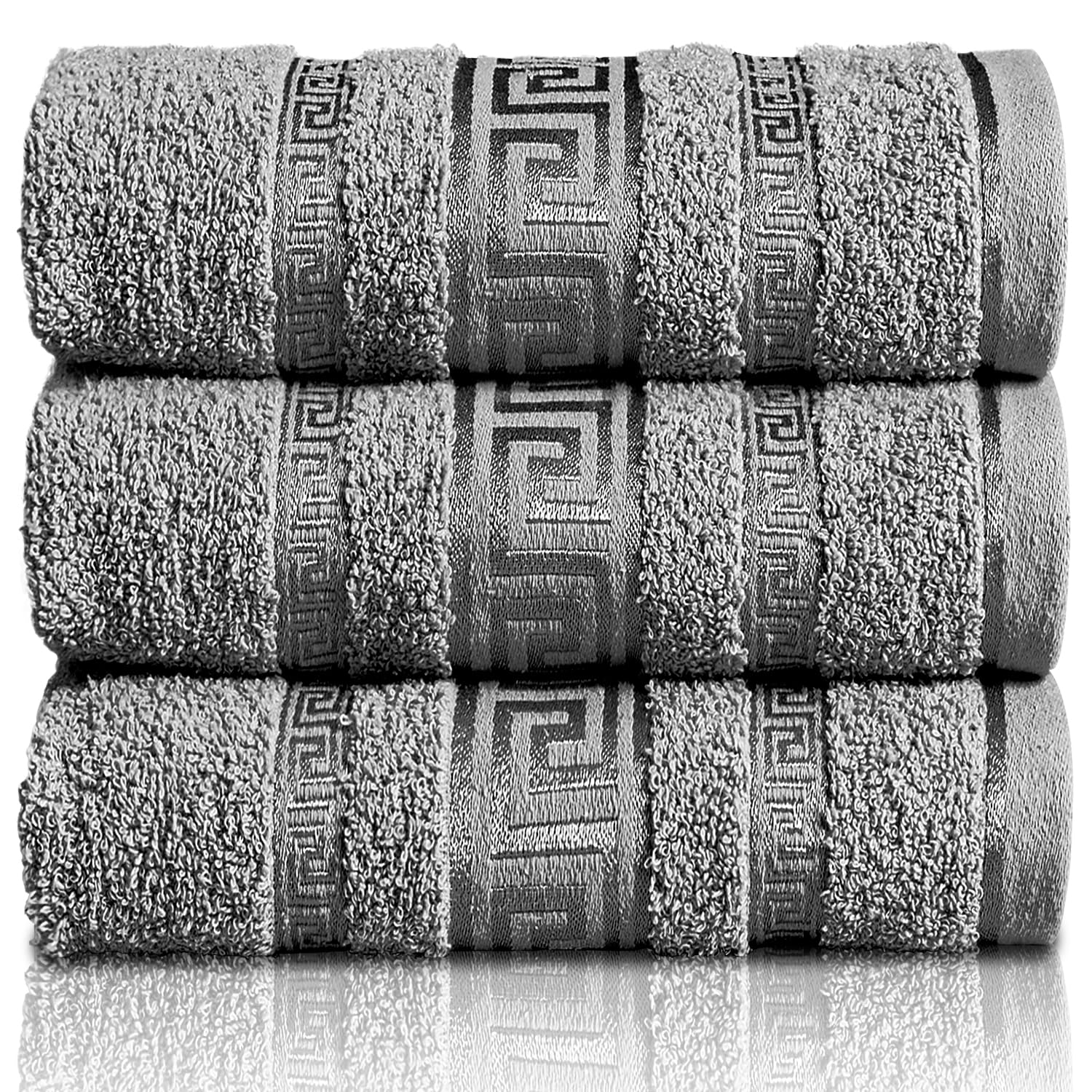 GC GAVENO CAVAILIA Greek Bath Sheet - Pack Of 3 100% Egyptian Cotton Towels Bath Sheets - Extra Large Soft Highly Absorbent Quick Dry Towel (90x150 cm) - 550 GSM Towels For Bathroom - Charcoal