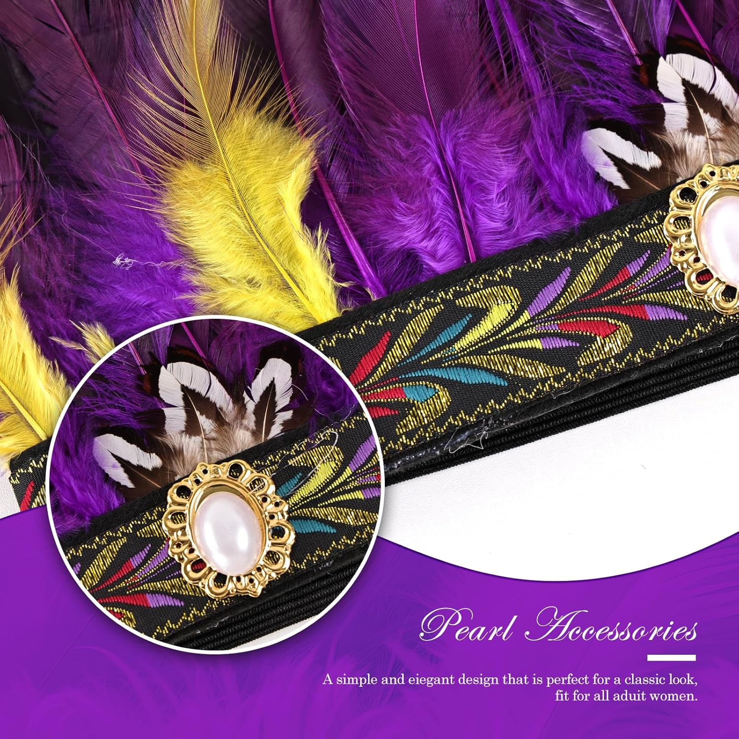 Peacock Feather Fascinator Decorative Feather Headpiece Crown Headdress Costume Headband for Party - Image 4