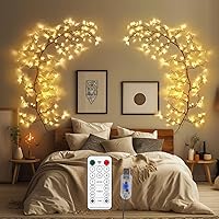 Vista 1 de Luces de vid de sauce encantado para decoración del hogar con 160 LED, luz de decoración de pared de 8.2 pies con 8 modos de control remoto (marrón)