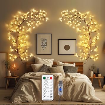 YCoisini Enchanted Willow Vine Lights for Home Decor with 160LEDs, 8.2FT Wall Decoration Light with 8 Remote Control Modes Brown1PCS
