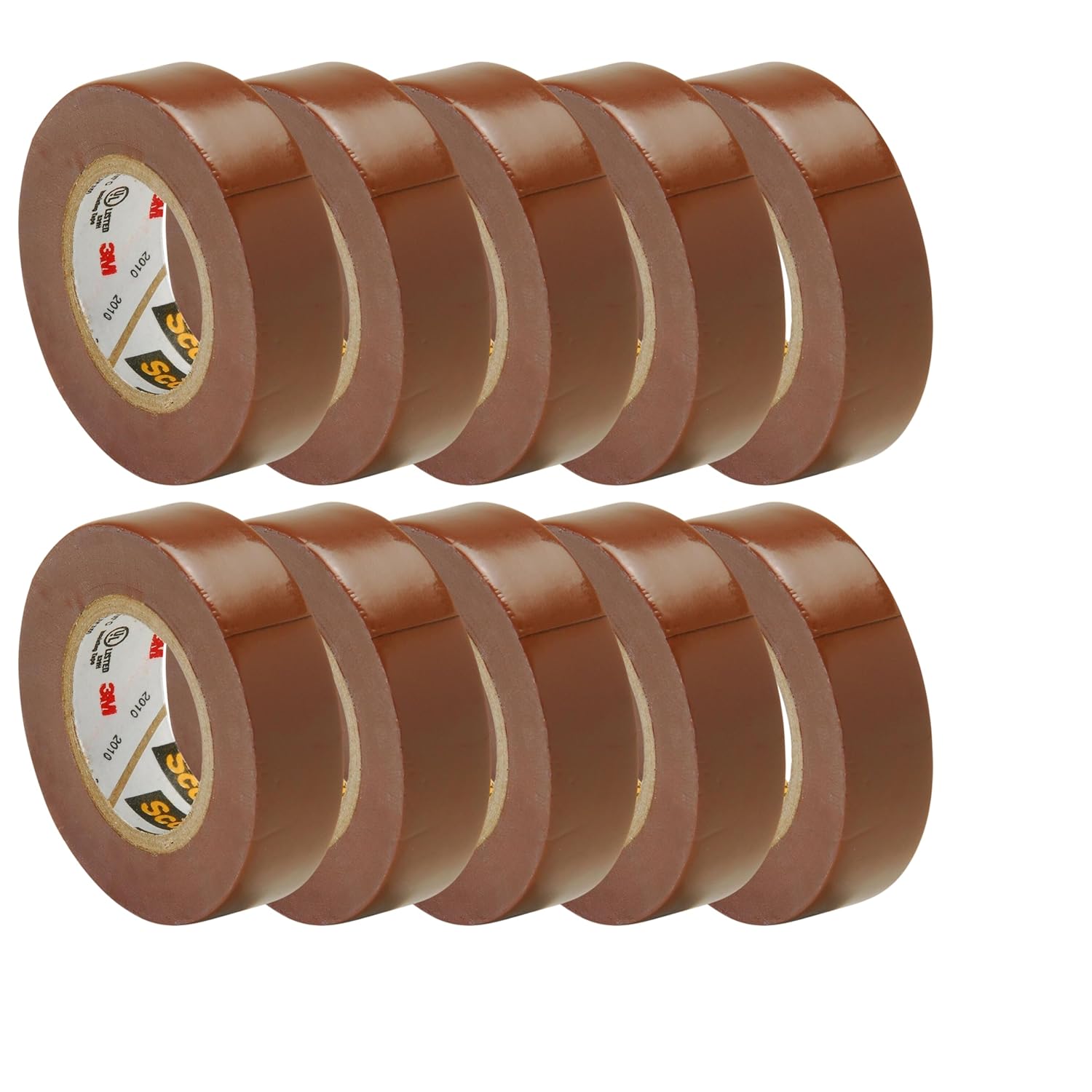 Scotch Vinyl Color Coding Electrical Tape 35, Brown, 1/2 inch x 20 Foot, PVC Insulation Tape for Phase Identification, Flame-Retardant, Weather-Resistant, 7 mil Thickness, 10 Pack