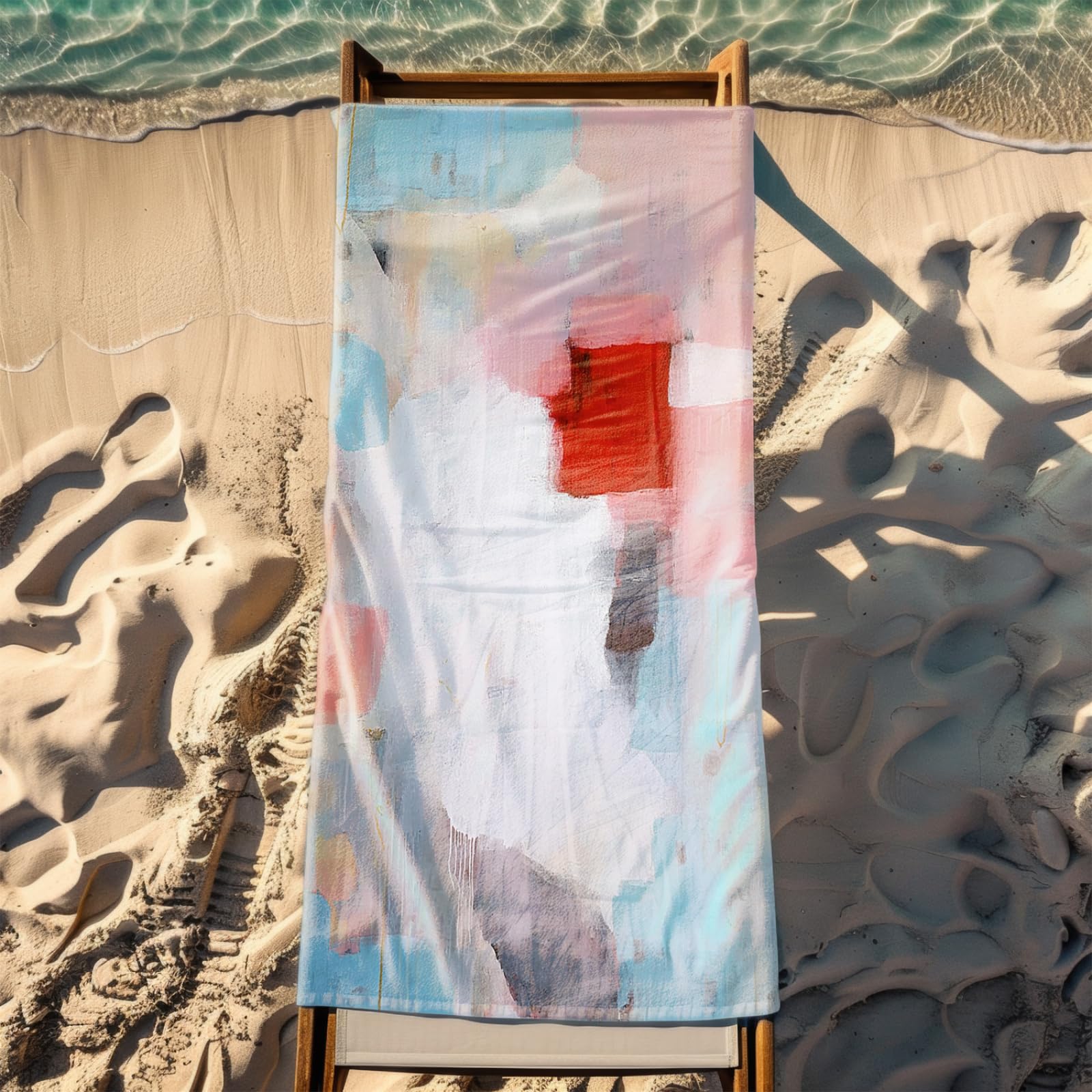 Générique Serviette Microfibre Plage Bleu Clair Rouge