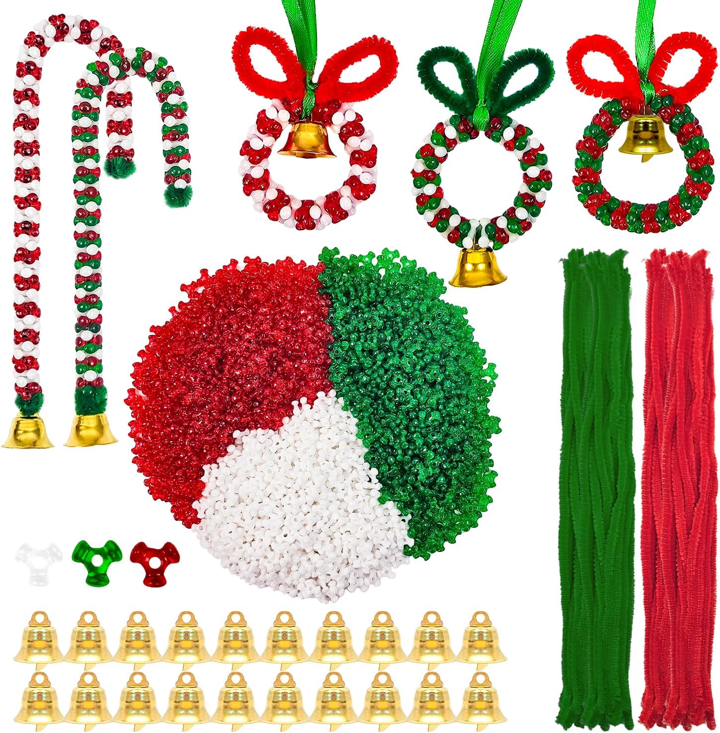 Jolbndcv Christmas Beaded Ornaments Kit 1871 Pcs Plastic Tri Beads for Xmas Christmas Hanging Decoration