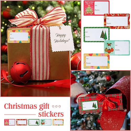 Vista 40 de Outus 500 etiquetas de Navidad, etiquetas autoadhesivas de regalo para regalos de Navidad, etiquetas de nombre de Navidad, etiquetas para papel