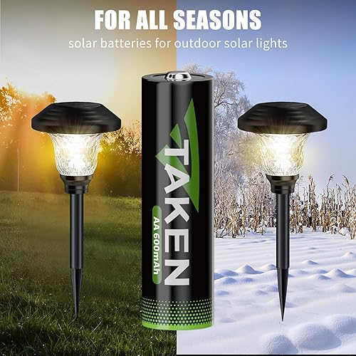 Miniatura 6 de Baterías recargables AA, doble batería AA precargada 1.2V 600mAh NiMH para luces solares, 8 unidades