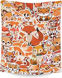 Mercuryelf Fox Throw Blanket - Soft, Fuzzy & Warm - 60x80 Inches Flannel Blankets for Bed, Couch - Orange Funny Throws Gift for Adults