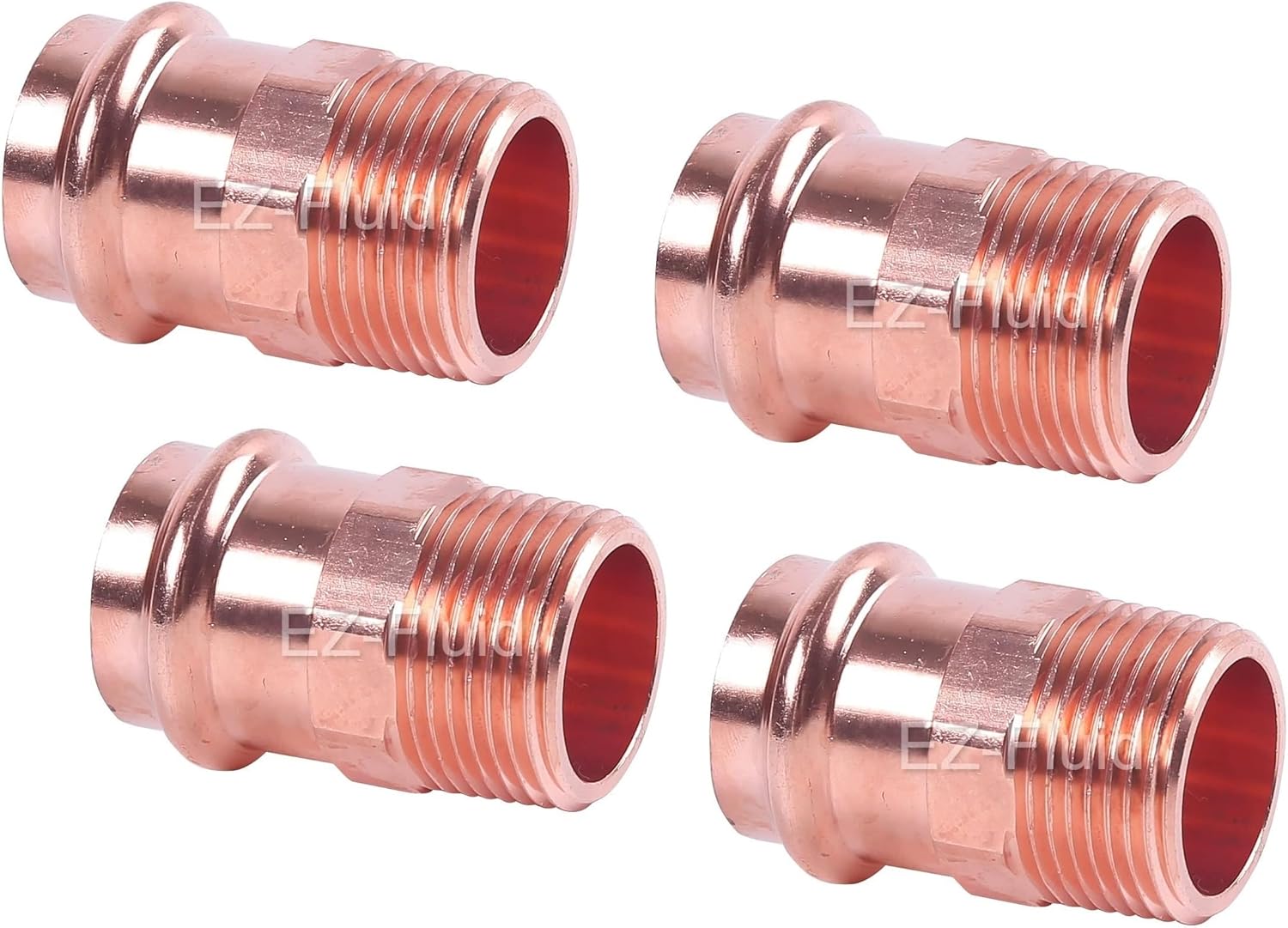 EZ-FLUID Plumbing 1-1/4" MIP x Press LF Copper Press Male Adapter Pressure Copper Fitting Male NPT x Press Pro Press Connection for Residential,Commercial. (1)