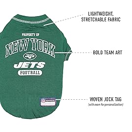 NFL New York Jets Dog T-shirt Medium. - Licensed Shirt for Pets Team Colored with Team Logos- Premium Stretchable Materials for the comfort of your Dog & Cat