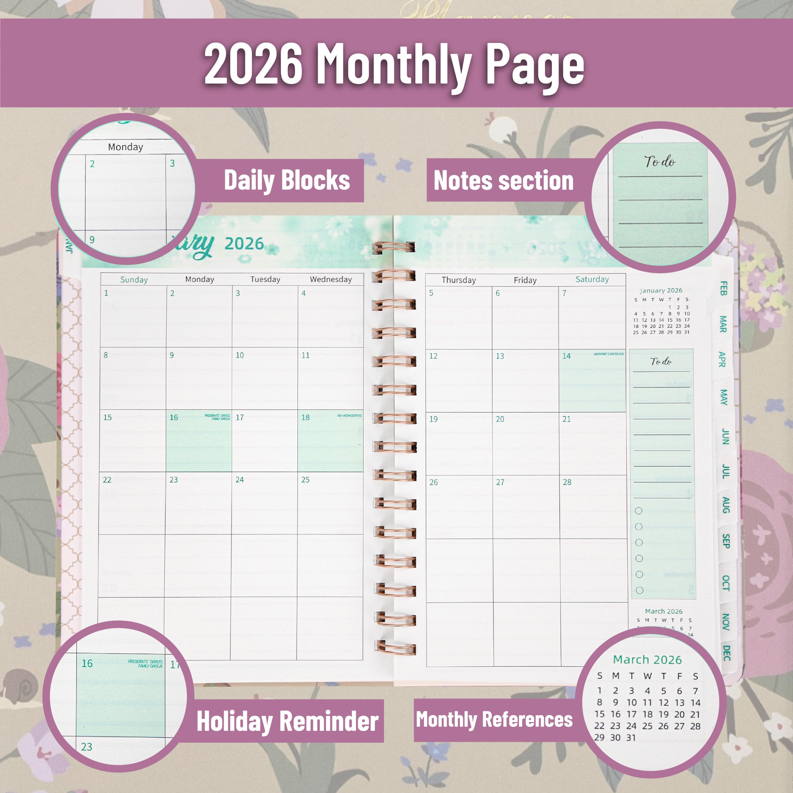 Snapklik.com : 2026 Planner, Weekly And Monthly Calendar Planner For ...