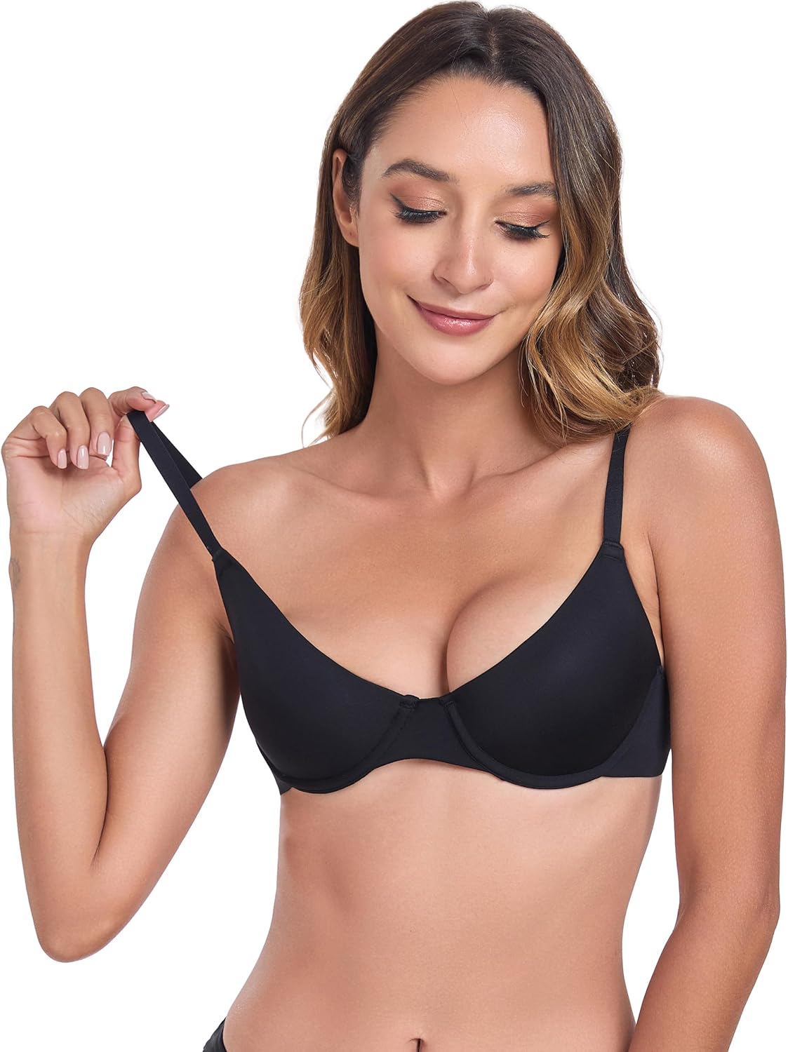 Lusait Women's Plunge Bra Unlined Deep V Sexy Demi Bralette Adjustable Strap Triangle Push Up Underwire Balconette Bra - Image 3